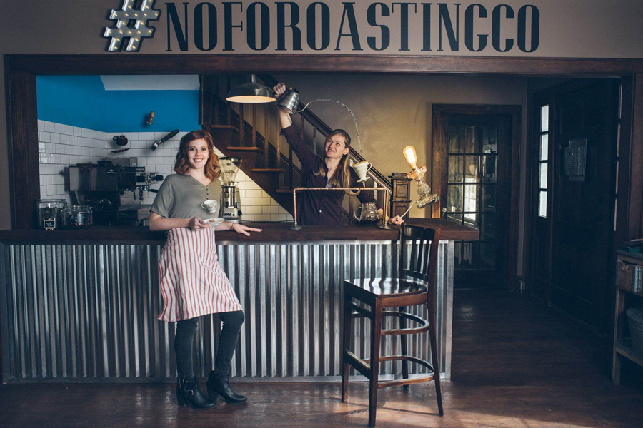 Jessica Dunne and Jennilee Morris at their North Fork Roasting Co. café in Southold.