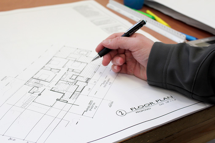 Floor plan review at Ocean Electric