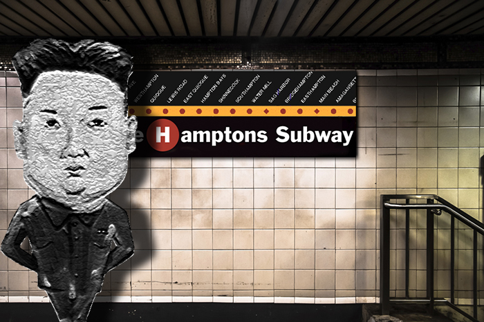 Kim-Jong Un statue in the Hamptons Subway