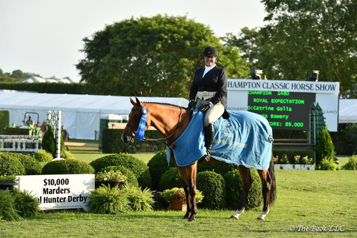 Bridgehampton's Laura Bowery and Royal Expectation won the Marders Hunter Local Hunter Derby on Opening Day of the Hampton Classic