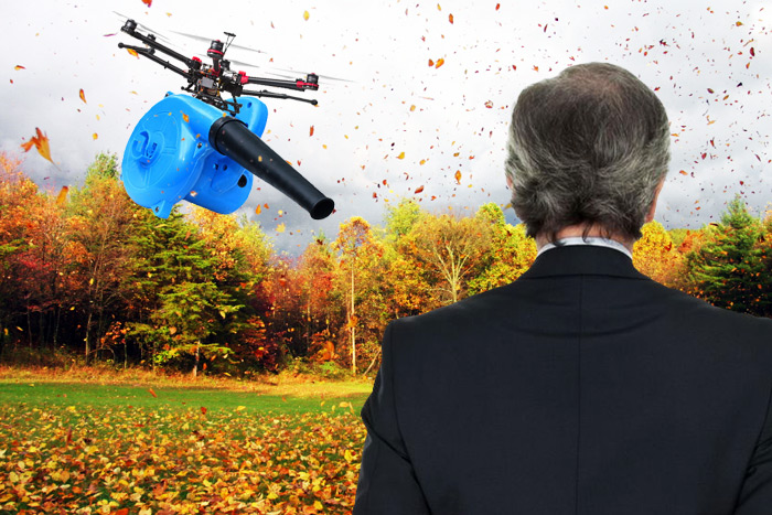 Unsolicited leaf blower drone