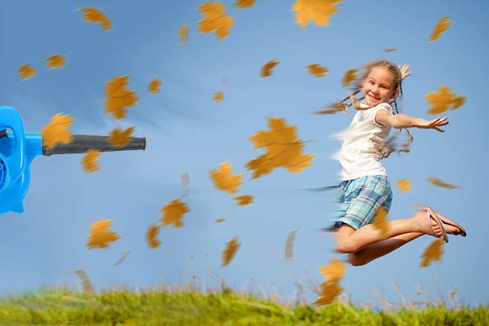 Leaf blower kid