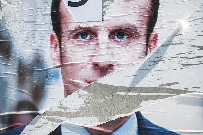 Torn Macron poster