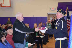 Hampton Bays School District honored local veteran Robert Fabula with a ceremony on March 16