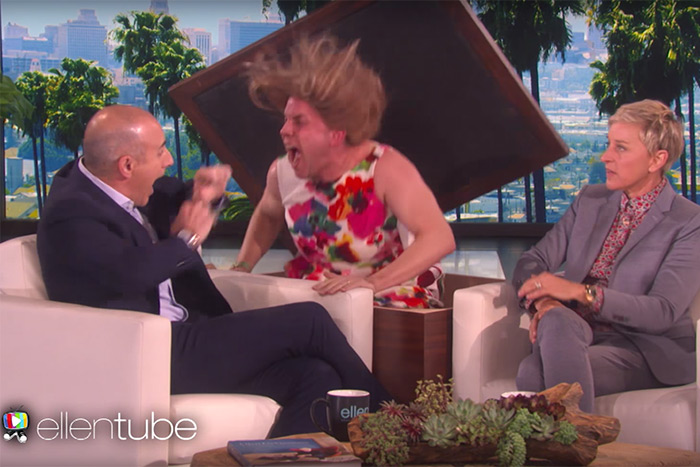 Ellen scares the heck out of Matt Lauer on her show