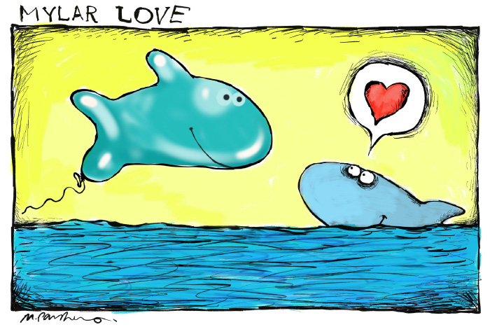 Mylar Love cartoon by Mickey Paraskevas