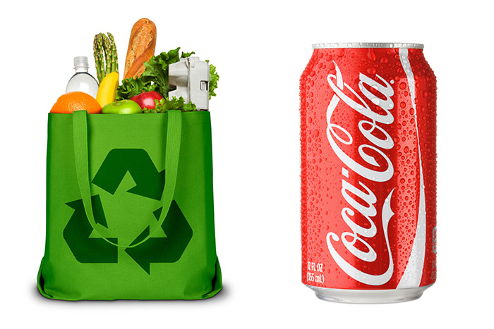 Reusable shopping bag and the offending Coke