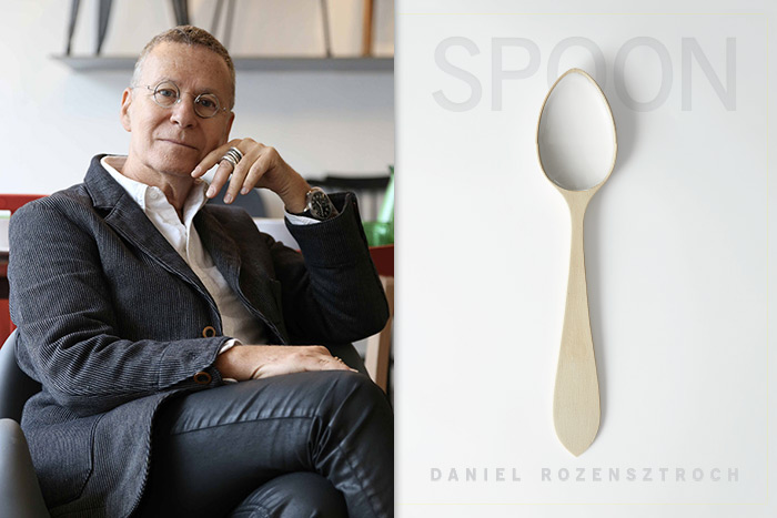 Author Daniel Rozensztroch and his book "Spoon," Courtesy Pointed Leaf Press