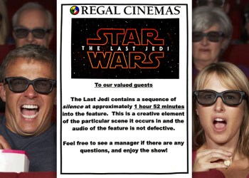 Star Wars: The Last Jedi silence warning at Regal Cinemas in Southampton