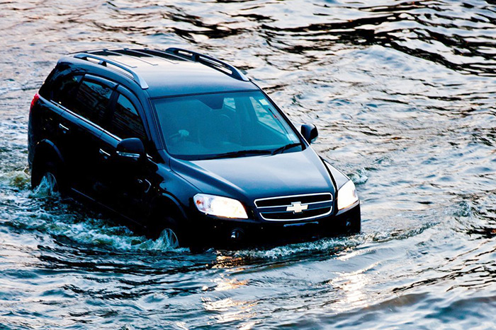 SUV at sea