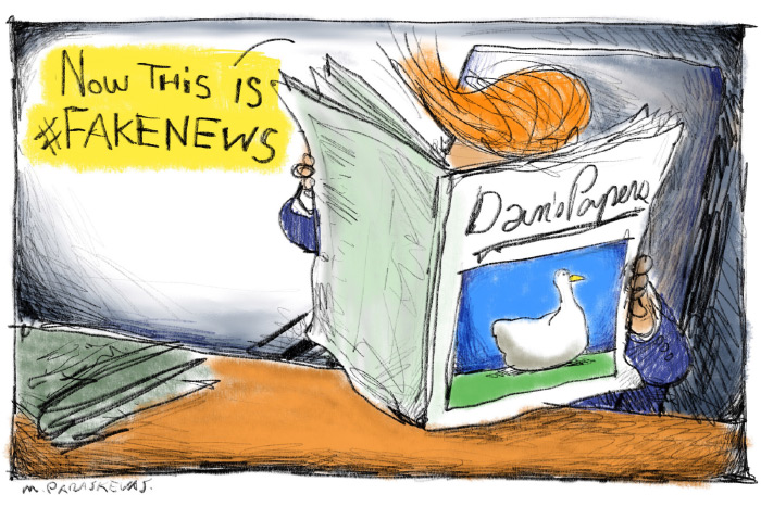 Trump cartoon by Mickey Paraskevas