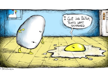 Trump egg cartoon by Mickey Paraskevas