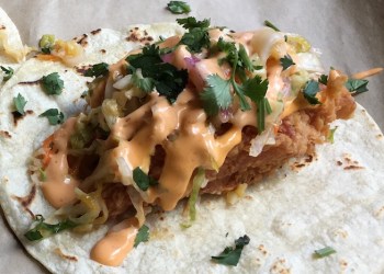 Fried Chicken Taco with Mango Slaw