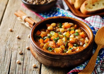 Add kale to your chickpea and lentil stew!