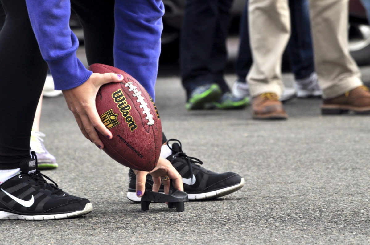 ast Enders of all shapes and sizes gathered behind Greenport's Front Street Station restaurant on Groundhog's Day to compete in the traditional field goal kicking contest, a North Fork activity that has preceded the Super Bowl for around a quarter century.