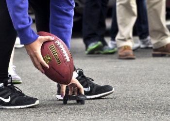 ast Enders of all shapes and sizes gathered behind Greenport's Front Street Station restaurant on Groundhog's Day to compete in the traditional field goal kicking contest, a North Fork activity that has preceded the Super Bowl for around a quarter century.