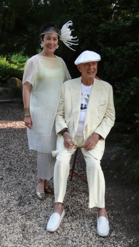 LongHouse Board President Dianne Benson and Jack Lenor Larsen, founder LongHouse