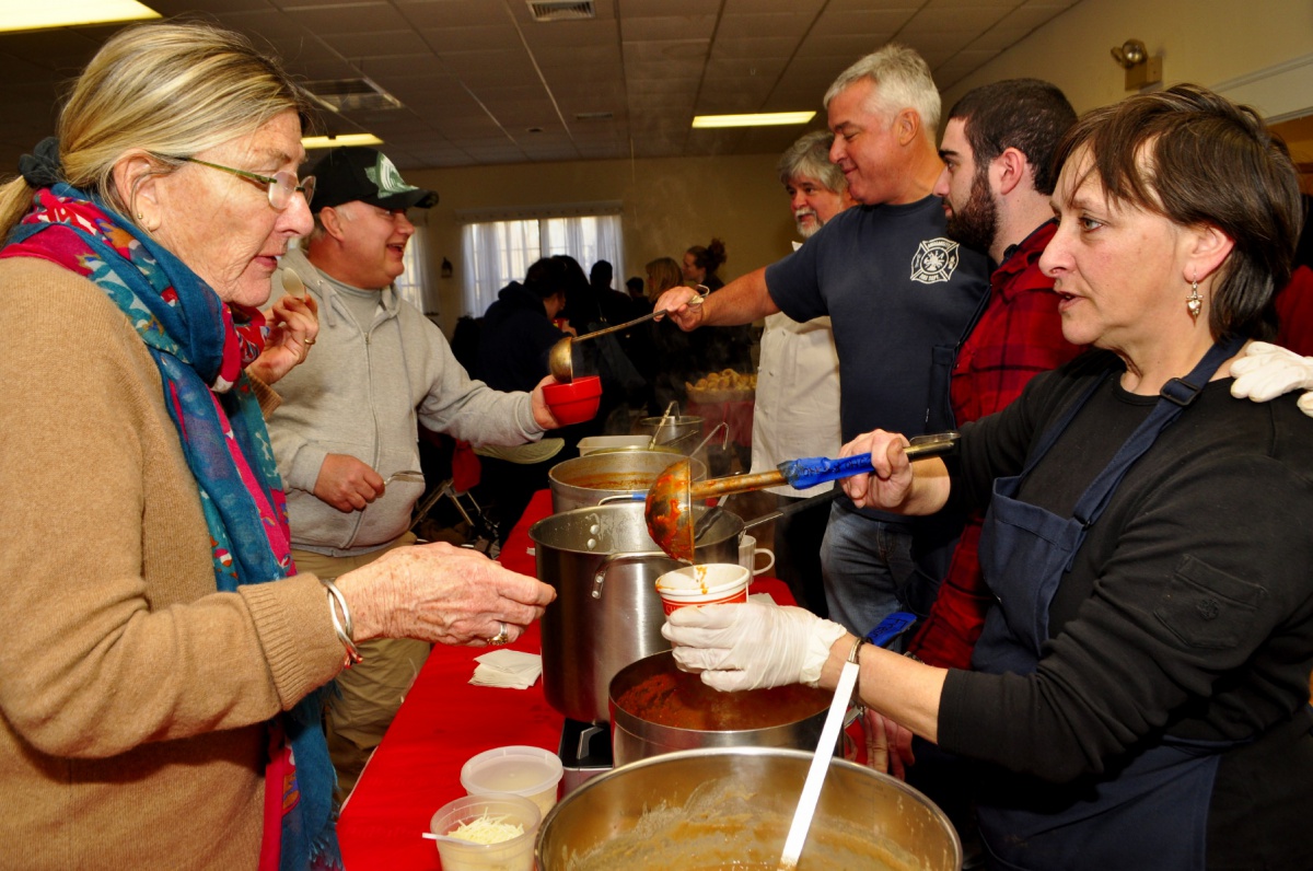 Jenny Ellis serves up soup at the 5th annual Empty Bowls event to benefit the Project MOST 'Seedlings Project' at American Legion Post 419 in Amagansett nonprofits