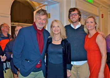 Alec Baldwin, Ruth Appelhof (Executive Director Guild Hall), David Nugent (HIFF Artistic Director), and Anne Chaisson (HIFF Executive Director)