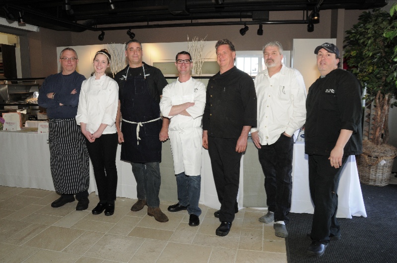 Kevin Penner of North Fork Table, Rachel Cronemeyer and Joe Realmuto of Nick and Toni's, Noah Schwartz of Noah's Restaurant, and Todd Jacobs of Fresh Hamptons.
