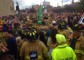 Hampton Bays firefighters participate in the Tunnel to Towers 5K.