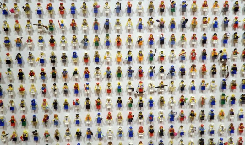 A wall of Lego minifigures, "Hampton Court" by James Burke