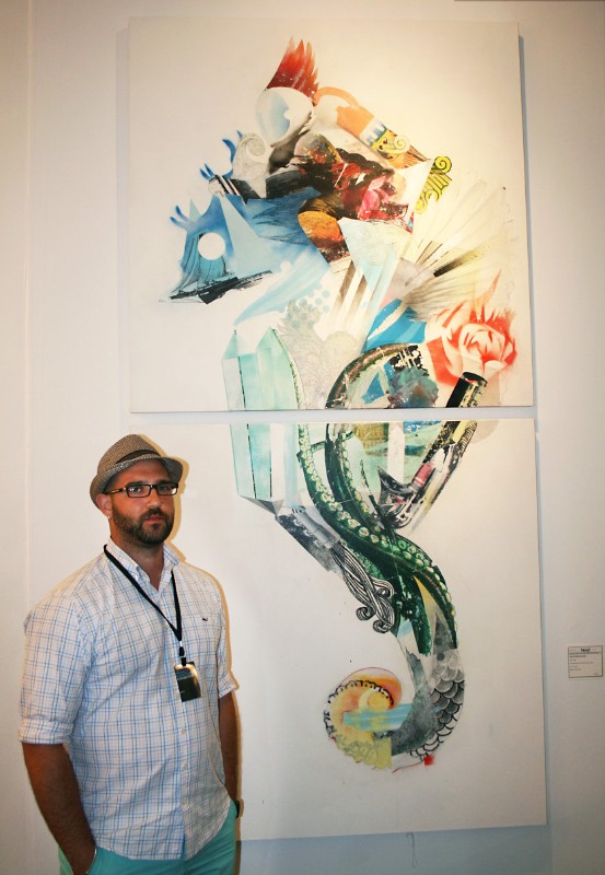 Brandon Friend of the art duo Gentleman's Game at the Vered Gallery booth on Saturday