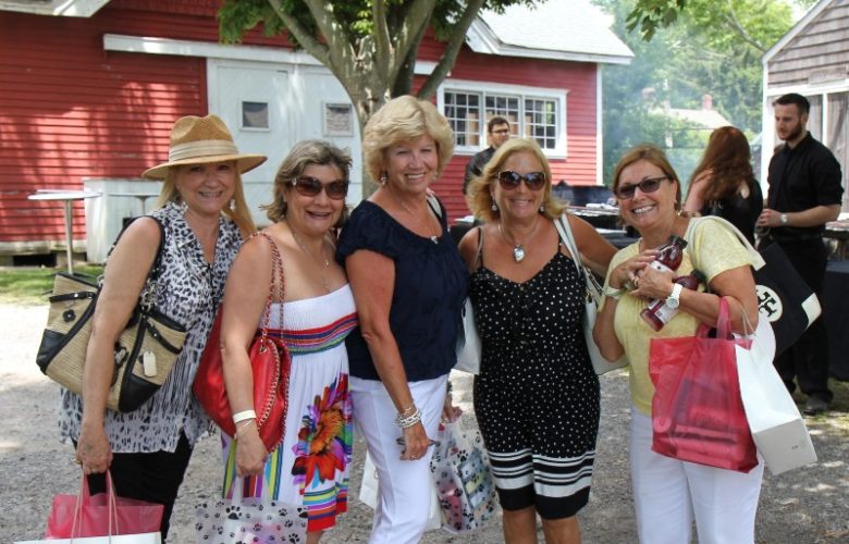 Outside the BBQ and enjoying their goodie bags, Paulette, Miriam, Eileen, Lynne and Maria