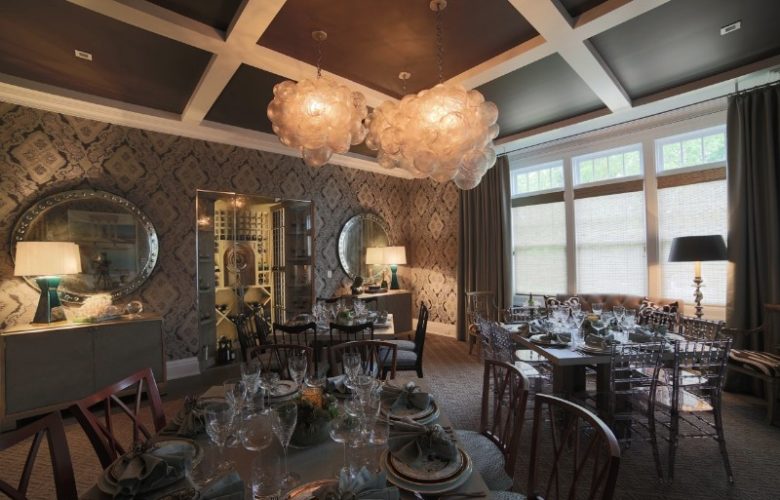 Dining room by Judy Hadlock and Sean Bruns for Mecox Design Services.