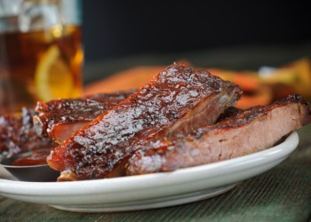 Plate of barbecued ribs
