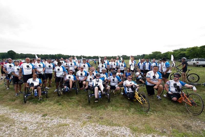 A group shot of the Wounded Warriors at the 2014 Soldier Ride the Hamptons.