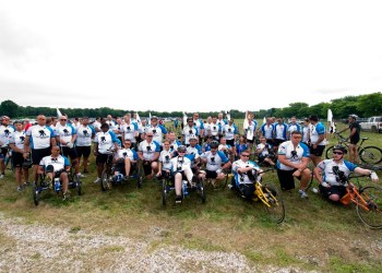 A group shot of the Wounded Warriors at the 2014 Soldier Ride the Hamptons.