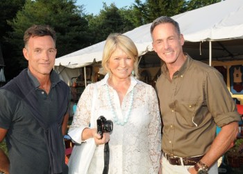 George Kolasa and David Kleinberg toured the East Hampton Historical Society Antiques Show with Martha Stewart