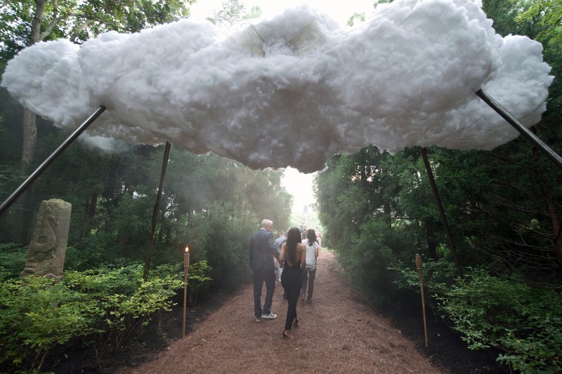 The entrance to the 2014 Watermill Center benefit was "gated" with this huge cloud made of dry ice, producing an otherworldliness and marking the casting off of everyday life upon entering a fairytale.