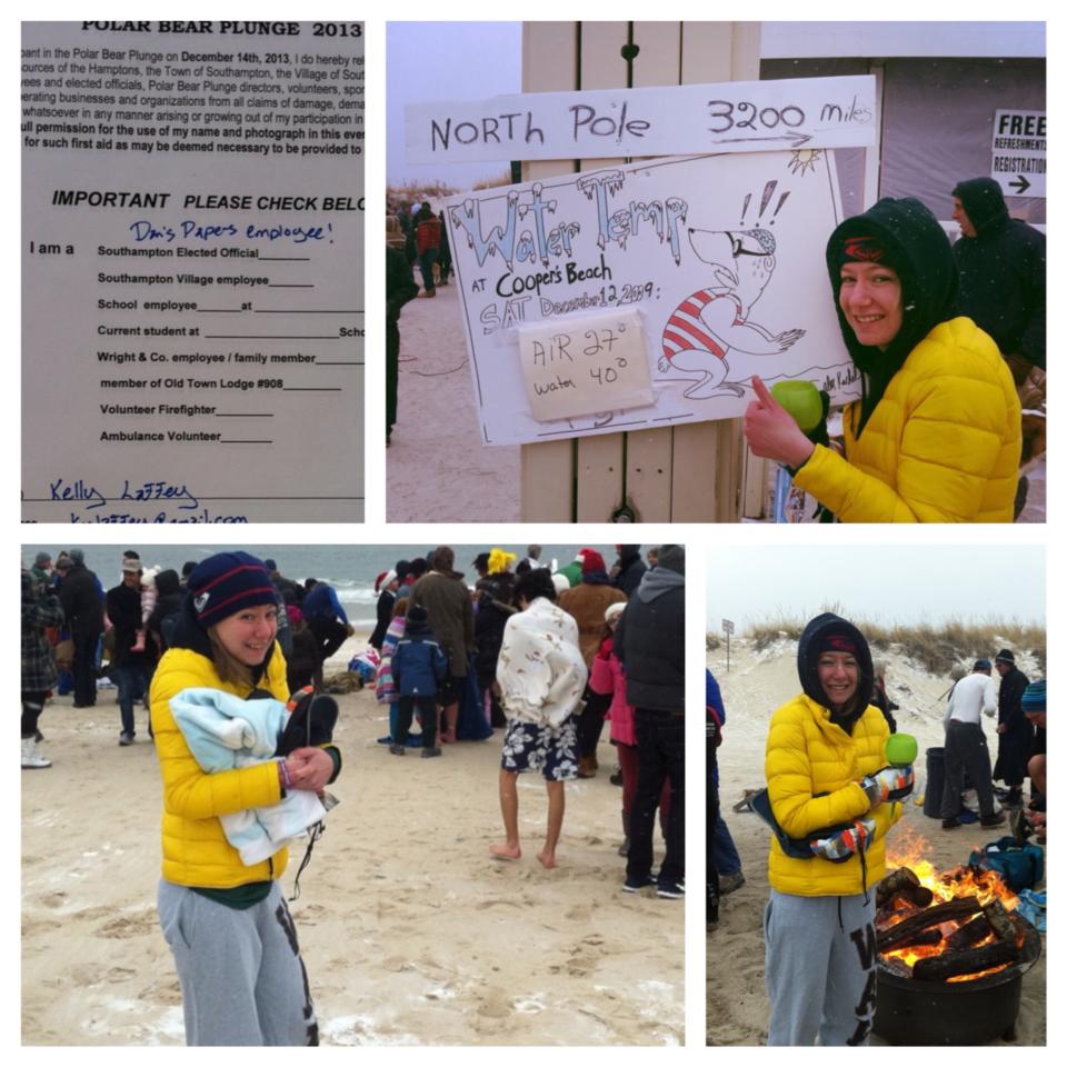 Kelly Laffey does the 2013 Polar Bear Plunge at Coopers Beach.