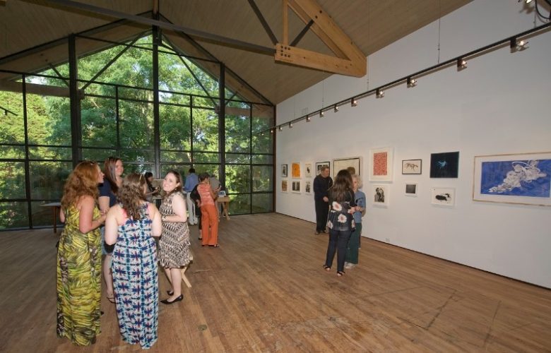 The studio of host April Gornik transformed into a gallery showing the artwork donated for the evening's Get Wild auction.