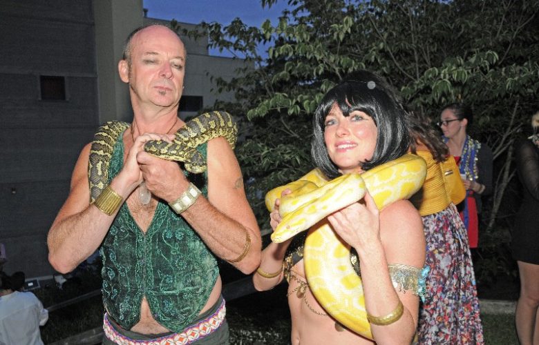 Evan Thomas and Samantha Ruddock charmed the crowd with their snakes