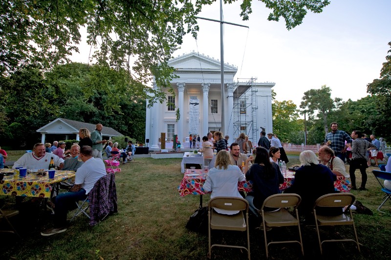 An outdoor party at the Sag Harbor Whaling Museum