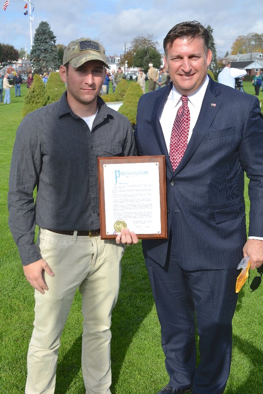 Army veteran Kenneth Lockard Jr., who served two tours in Afghanistan, was presented with a proclamation by Mayor Mark Epley. Lockard is also an EMT with Southampton Village Volunteer Ambulance.