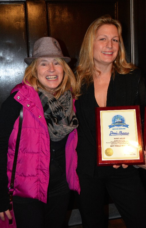 Dan's Best of the Best Hall of Fame presenter Bonnie Grice with Hall of Famer Nancy Atlas, Best Female Musician