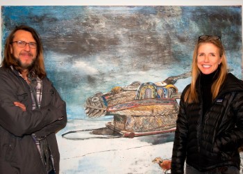  Illustrator Peter Spacek with the lovely Arden Spacek, in front of one of Paton Miller's paintings