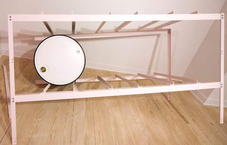 "Assemblage Malfunction, Silky Smooth," the work of Brooklyn-artist Dylan Lynch, known for use of "prefabricated object assemblages exploring relationship of balance between mass produced materials."