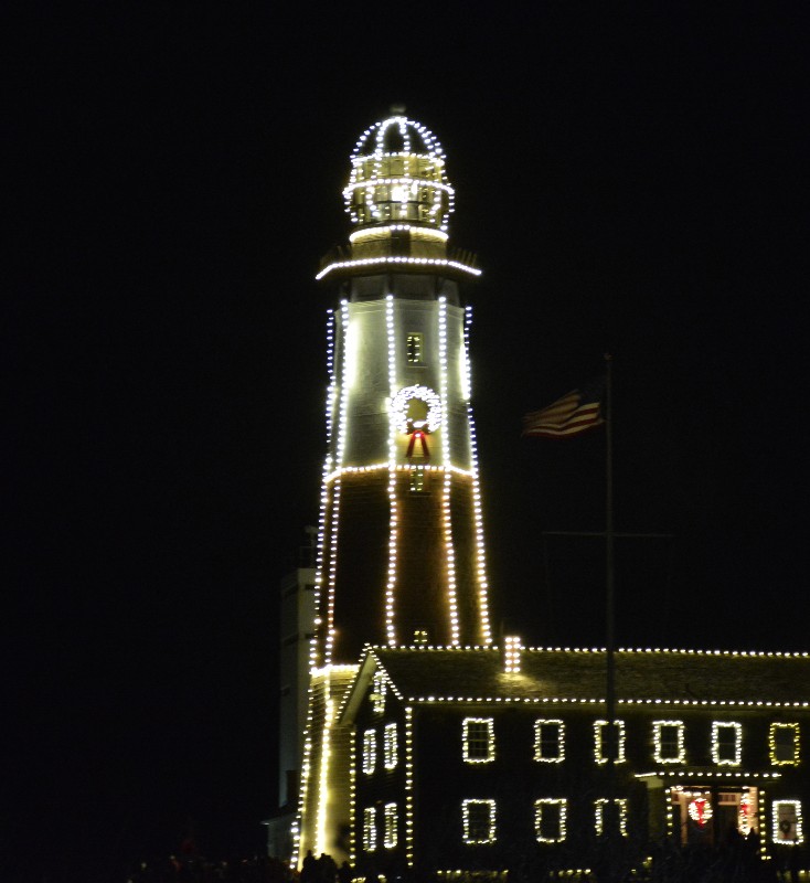 Montauk Point Lighthouse aglow for the holidays