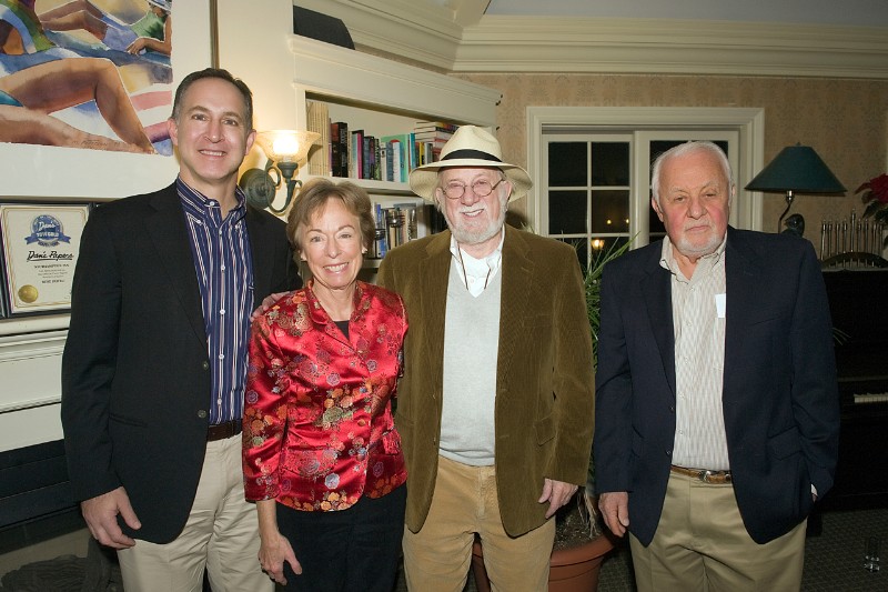 Kevin Mirabile, Ann Fox, Dan Rattiner and Rich Scholer, the December participants of the Dan's Literary Prize Salon gathered after the evening of readings in the salon of the Southampton Inn.