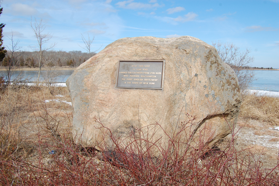 The monument for the 1640 settlers' landing at Conscience Point. The monument will be rededicated Saturday during Founders Day.