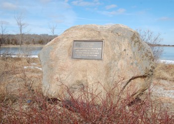 The monument for the 1640 settlers' landing at Conscience Point. The monument will be rededicated Saturday during Founders Day.