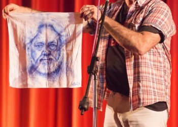 Bryan Downey, creator of the Sag Harbor Art Group, showed a drawing of one of Montauk's legends, Carl Darenberg while speaking of his life and influence on the culture of Montauk.
