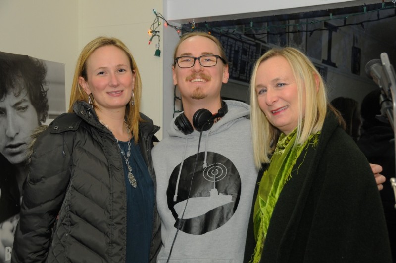 DJ "Blind Prophet" Joe Burns with his sister Erin Martin and mom Claudia Beyel