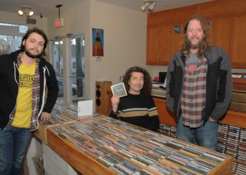 Innersleeve Records' Peter Landi with manager Carlos Lama and owner Craig Wright