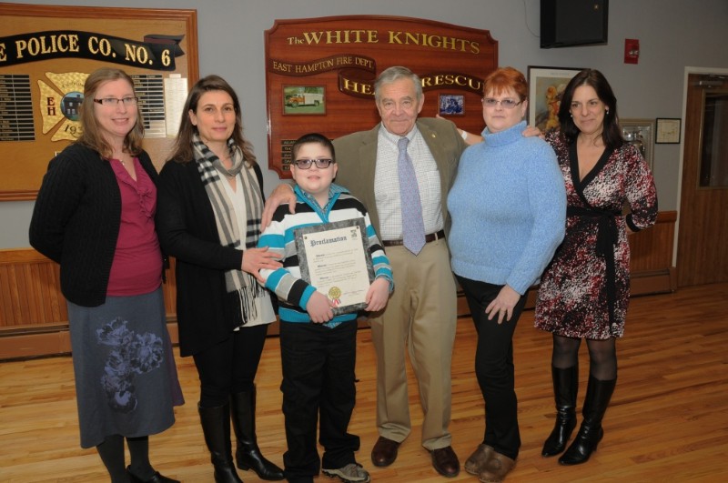 Rebecca Morgan Taylor and Sandrine Bourie of Project MOST, Mayor for a Day Cormac Orr, Mayor for 364 Days Paul F. Rickenbach, Cormac's mom, Donna Orr, and Project MOST's Susan Gentile Hackett
